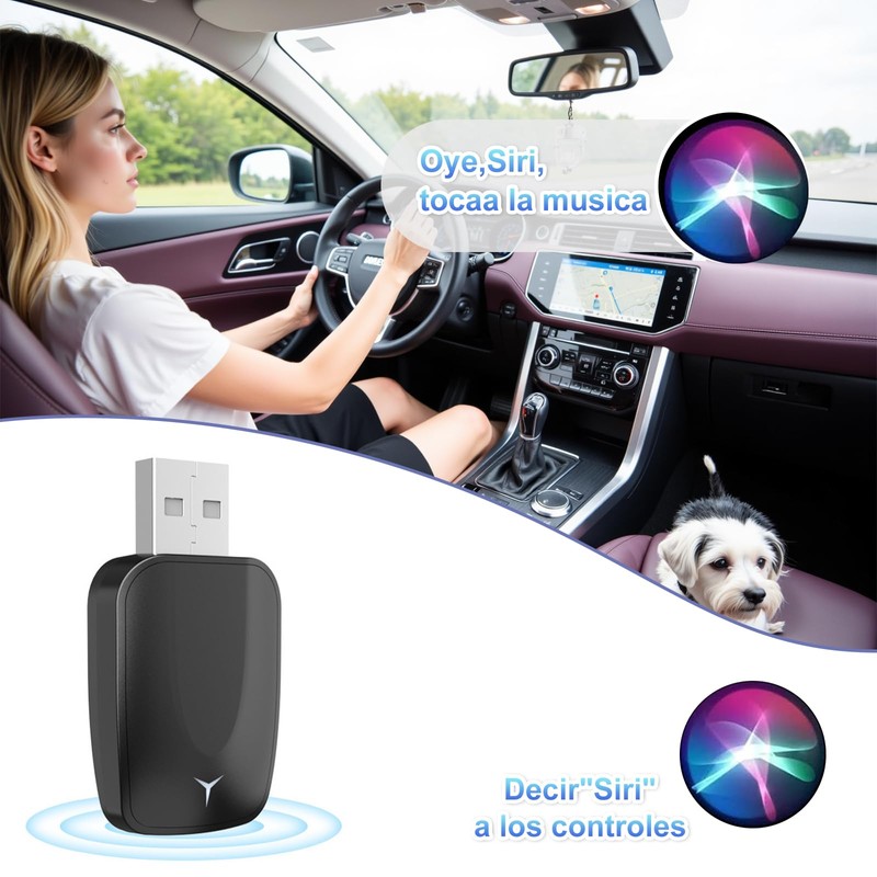 Kammoy Adaptador Inalámbrico para CarPlay y Android Auto, 5 GHz,
