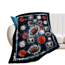 Sports Balls Blanket for Girls Boys Fans Basketball Baseball Football Soccer Throw Blankets Soft Cozy Warm Fuzzy Fleece Bedding Flannel Throws Stuff Gifts Kids Men Women Bedroom Decor 50"x40"