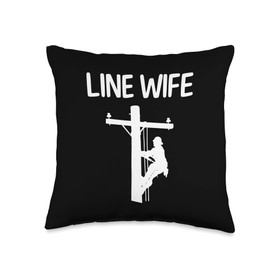 Best Lineman Wife Gift Linesman Girlfriend Apparel Cool Lineman Wife for Women Girls Electrician Linemen Fiance Throw Pillow, 16x16, Multicolor