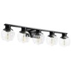 PAZALA Matte Black Bathroom Light Fixtures Over Mirror 5-Lights Vanity
