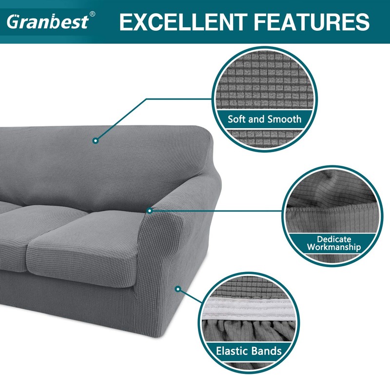 Granbest Checkered Couch Cover for 3 Cushion Couch High Stretch