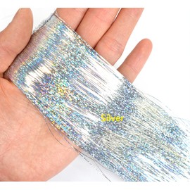 LyoRuSi Hair Tinsel Kit with Tools Silver Hair Tinsel Heat Resistant and Instruction Easy to Use 3750 Strands 48 Inches Glitter Tinsel Hair Extensions for Women and Girls, Sparkling Shinny Fairy Hair