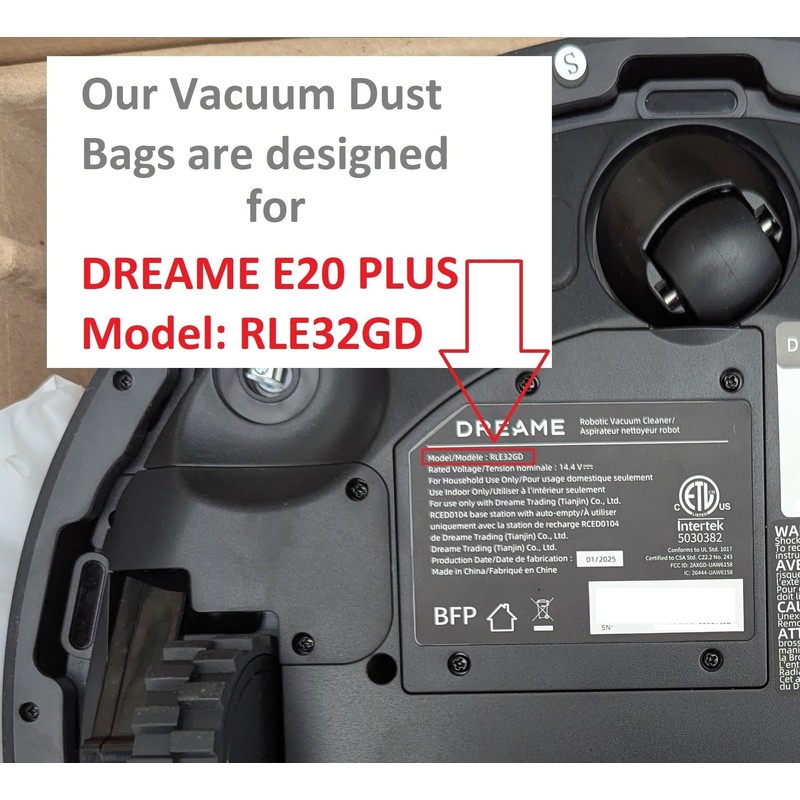 DAVIX [5 Pack] Vacuum Dust Bags for Dreame E20 Plus,