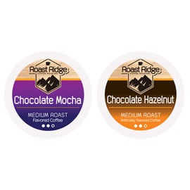 Roast Ridge Single Serve Coffee Pods for Keurig K-Cup Brewers, Variety Pack, Medium Roast, 100 Count (50 Chocolate Mocha, 50 Chocolate Hazelnut)