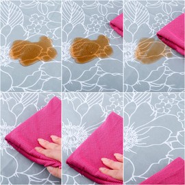 IAXSEE 100% Waterproof Oil Proof Stain Resistant Table Cover, 60 inch Round Vinyl Lace Tablecloth with Flannel Backing Great for Outdoor Picnic Camping and Indoor Kitchen Dining Party