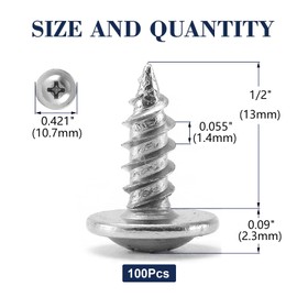 #8 x 1/2" Wood Screw 100Pcs 410 Stainless Steel Standard Thread Truss Head Fast Self Tapping by SG TZH