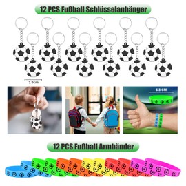 GOLDGE 87 Pieces Football Party Bags Children with Football Birthday Decoration Accessories Bags Whistle Key Ring Sticker Candy Bag Medals Football Give Aways for Children Boys Girls