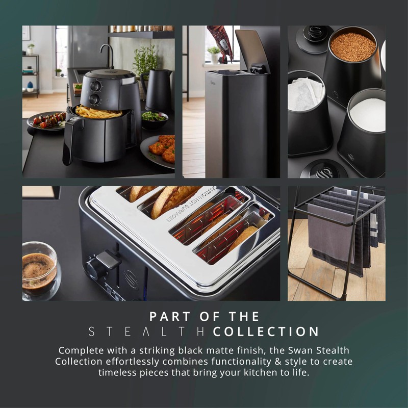 Swan SWKA61011BLKN Stealth 6 Piece Kitchen Tool Set, Spaghetti Server,