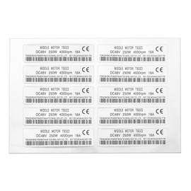 EMSea Pack of 10 Medium Drive Motor Stickers, 48 V, 250 W, Waterproof Motor Sticker, 6.1 x 1.6 cm, CE Marked for Engine, Compatible with Tongsheng TSDZ2 Electric Motor