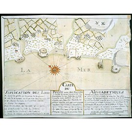 Historical Map, 1747 Carte du Pouldu avec SES Environs et la coI‚te de la mer : ou on y voit la Disposition de nos Batteries, et Corps de Garde, avec l'endroit, Vintage Wall Art : 44in x 36in
