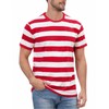 Funny World Red and White Striped Shirt Men Cotton Crew