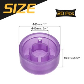 sourcing map 20 Pcs Footswitch Toppers Guitar Pedal Button Caps Plastic Footswitch Top Cover 3/8" for Guitar Effects Pedal Buttons, Bright Purple
