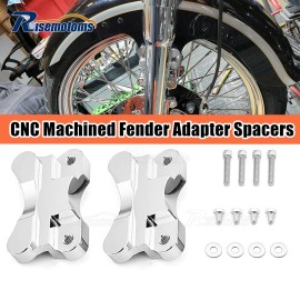 risemotom8 Chrome CNC-Machined Front Fender Riser Relocator For Harley Softail 21" Wheel