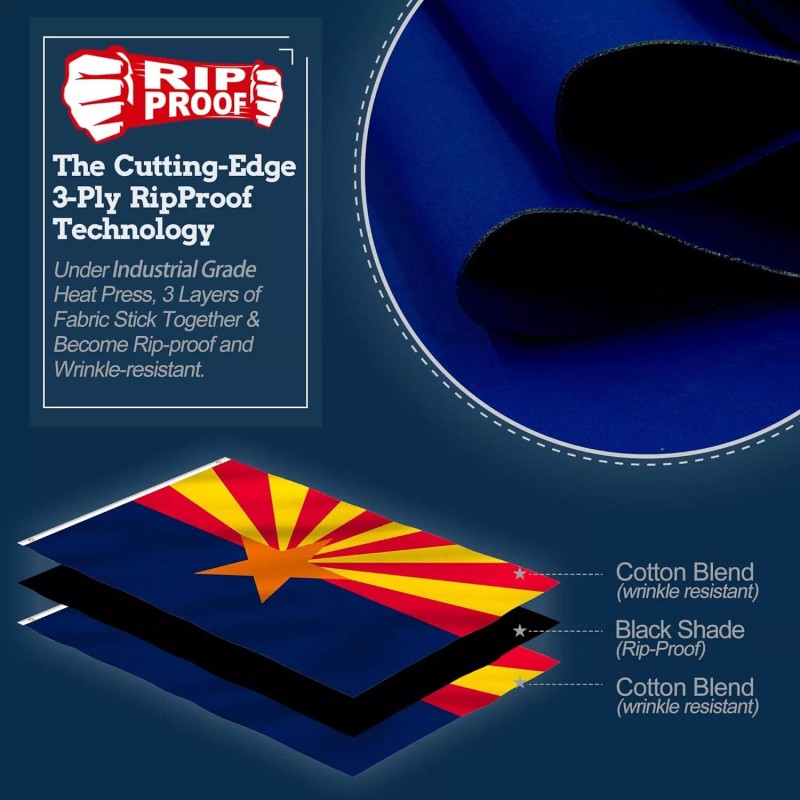 Anley Rip-Proof Double Sided 3-Ply Arizona State Flag 3x5 Foot