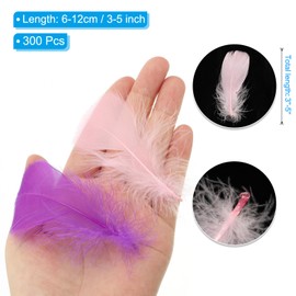 PATIKIL Colorful Feathers 3-5inch, 300pcs Goose Feathers Bulk for Crafts DIY, Wedding Home Party Decorations Dream Catcher, Pink/Purple