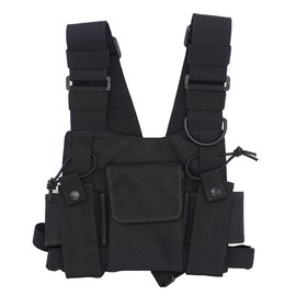Radio Chest Harness Rig Bag Pocket Pack Holster Vest for Two Way Radio (Rescue Essentials) (Black)