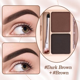 Dual-Color Eyebrow Powder Makeup Kit with Waterproof Formula for Long Lasting Brows, Natural Eyebrow Palette for Defined Brows, Include Brush for Easy to Use (Dark Roast & Charcoal)