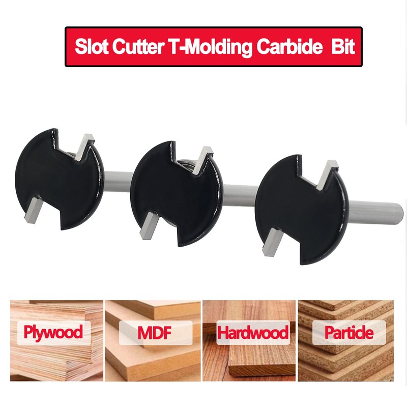SICWOOD 3pcs Top Bearing Slot Cutter Router Bit Set -