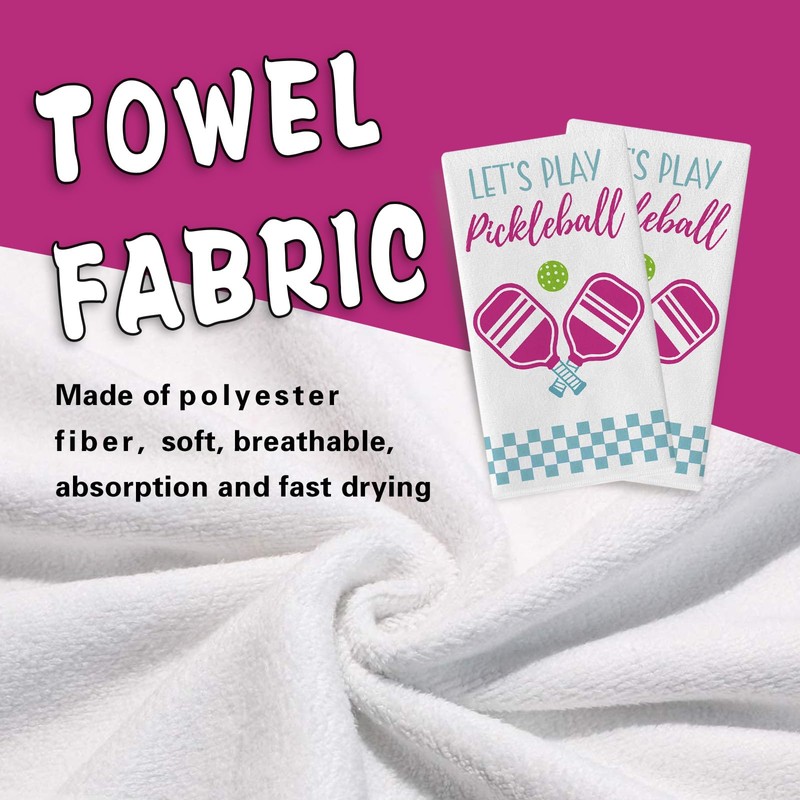 Croar Let's Play Pickleball Kitchen Dish Towels Set of 2,