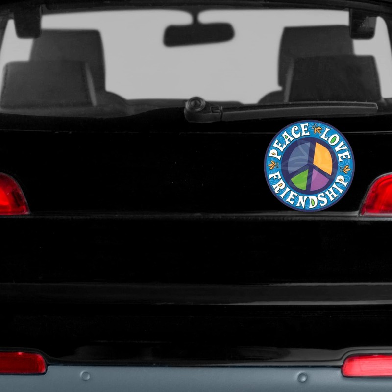 Peace Love Friendship Round Magnet for Car Locker or Refrigerator,