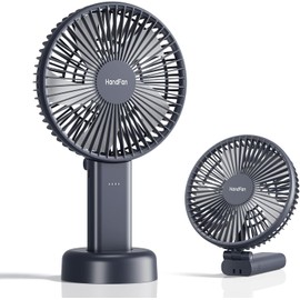 HandFan 6 Inch Handheld Fan with 4000mAh Battery 6 Speed Personal Fan, Strong Airflow, Cooling Desk Removable Base Design, 5-34H Working Time, 180° Foldable for Travel Outdoor Office Household(grey)