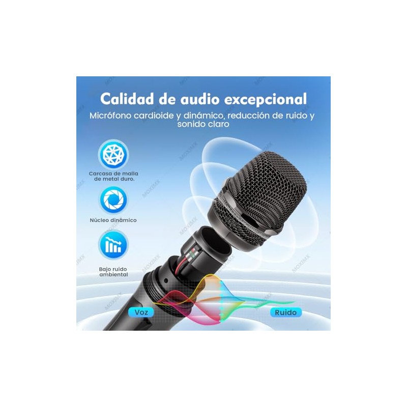 Microfono Inalambrico, Micrófono Inalambrico Profesional de 2 Pcs, Kit de