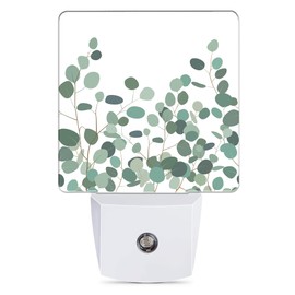 Jopowide Floral Eucalyptus Dusk to Dawn Night Light, Auto Sensor Lamp Home Indoor Stairway Kitchen Corridor, Night Lights Plug into Wall Decor, Boys Girls Women Men Room Gifts