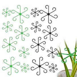 Generisch Pack of 16 Plant Support Perennial Holders, Plant Stem Holder, Plant Support Gripper, Plant Clips for Monstera, Alocasia, Tomatoes, Hydrangeas - Black, Green - Polypropylene - Flat Top