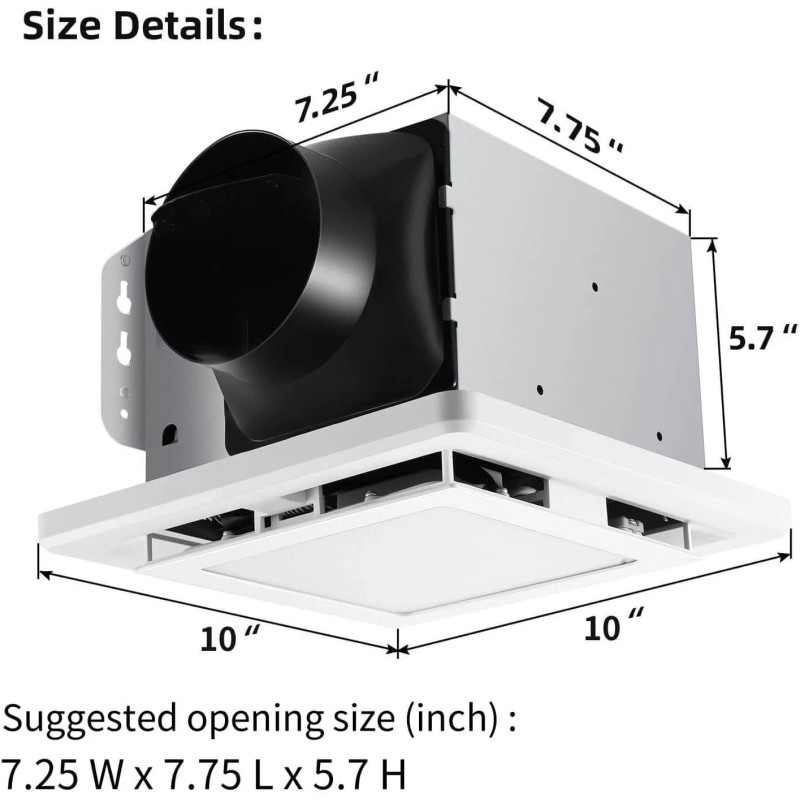 JOEAONZ Bathroom Exhaust Fan with Light 110CFM 6500K 800LM Household