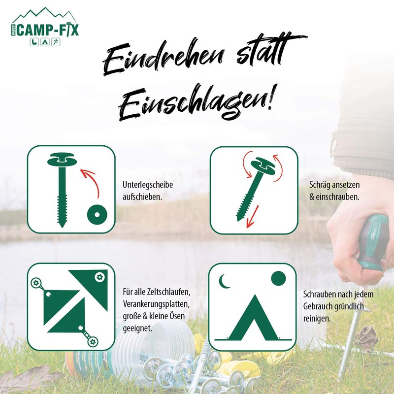 Parco Camp-FIX Universal Tent Screws Camping Set 16 Pieces in