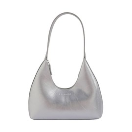 Verdusa Women's Metallic Hobo Shoulder Bags Top Handle Handbag Zipper Purses Silver One Size