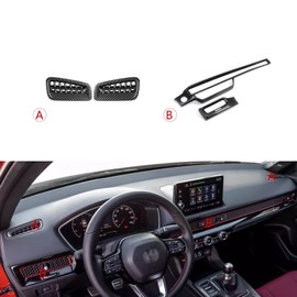x xotic tech Interior Dashboard Side AC Vent Outlet Cover Trim Combo Kit, Carbon Fiber Pattern, Compatible with Honda Civic 11th Gen 2022 2023 2024 2025