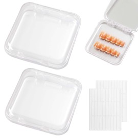 PAVIKE Nail Storage Case (Pack of 2) Nail Storage Box Empty Nail Display Case Artificial Nail Display Storage Box False Nail Art Tips Storage Box False Nail Storage Case Home Empty Nail Holder with