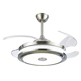 FINE MAKER 36'' Ceiling Fan Light LED Integration 3-Color Changeable and 3-Speed Running Adjustment Remote Control Smart Bluetooth Music Player Invisible ABS Blade Chandelier Fan