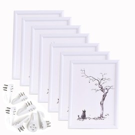 7 Piezas 4'' x 6'' Marco de fotos, Conjunto de marcos multi granel para colgar en la pared o pantalla de mesa (Blanco)