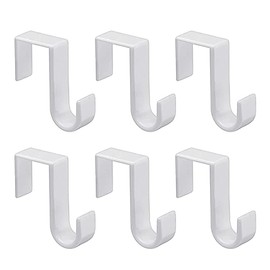 1st Choice Over The Door Hooks 6 Pack, Reversible Sturdy Hooks Fits 1 3/8' and 1 3/4' Door Widths, Plastic Hook Hanger for Hanging Clothes, Towels, White