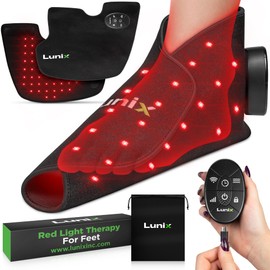 Lunix LX24 Red Light Therapy for Feet, Near Infrared Therapy for Circulation & Joint Support with Vibration, Portable, Rechargeable, Adjustable Intensity, Black