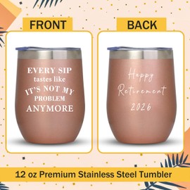 Retirement Gift for Woman, 2026 Happy Retirement Decorations Gifts for Women Men Teacher Mom Coworker - Funny Farewell, Leaving, Goodbye Gift Best Friends from Family, Colleague - 12 Oz Tumbler