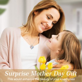 IEFUP Gifts for Mom Necklace, Red Ruby Necklace CZ Rose Love Heart Pendant Birthstone Necklace Mom Jewelry Anniversary Christmas Thanksgiving Birthday Gifts for Mom Bonus New Mom from Daughter Son