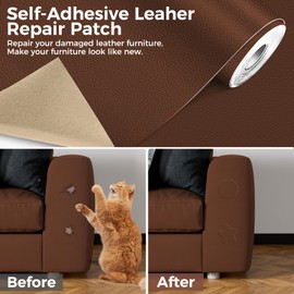 Large Leather Repair Patch for furniture, 15.7*118in Leather Repair Kit, Self Adhesive Leather Repair Tape for Couches, Car Seat, Sofas, Computer Chair, Furniture, Handbags, Drivers Seats(Darkbrown)