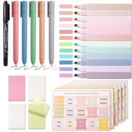 XKDOUS 28 Pcs Bible Journaling Kit, Bible Study Supplies, Morandi Colored Bible Study Kit, 12 Pastel Bible Highlighters and 90 Bible Tabs Set, 5 Smooth Bible Pens and More