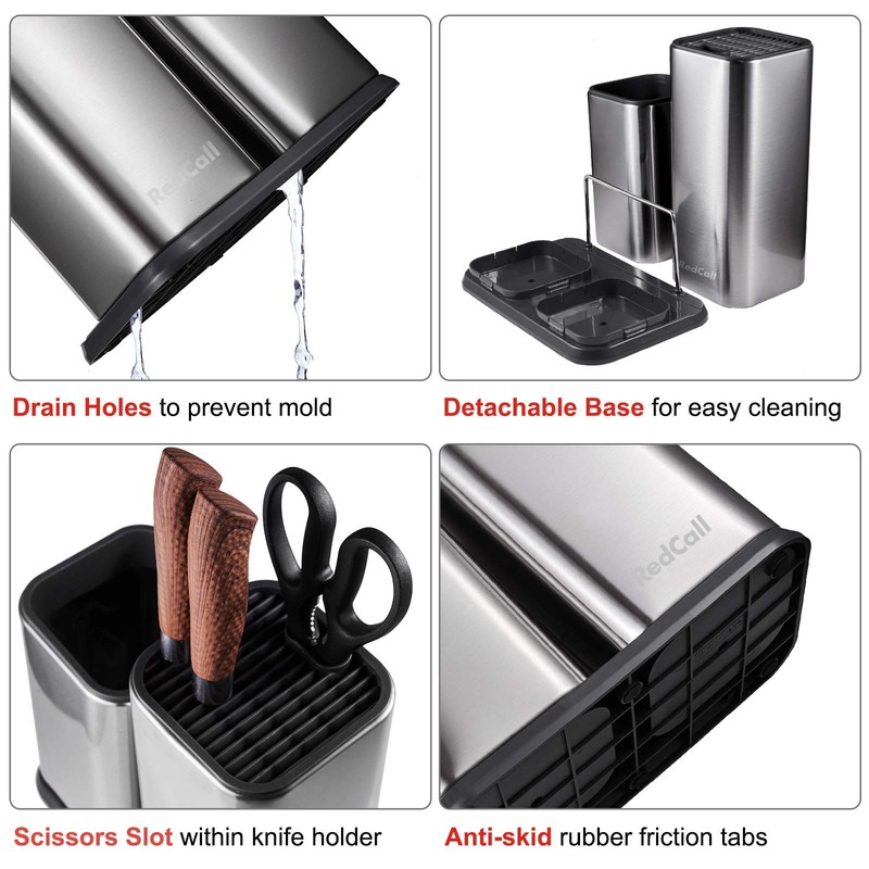 RedCall Kitchen Knife Holder,Stainless Steel Universal Knife Block Without Knives