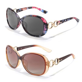 LVIOE 2P Sunglasses Womens Overisize Stylish UV Protection with Polarized Lenses for Outdoor Activities
