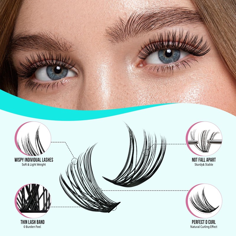 Clusters Lash Wispy 280PCS Individual Eyelashes 30D 9-16mm Cluster Eyelash