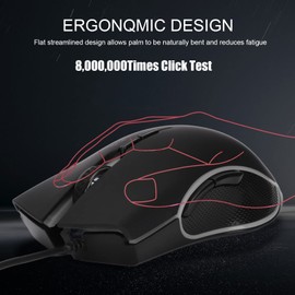 Gaming-Maus, Tragbare Ergonomische Kabelgebundene Maus mit USB-Kabel, 4 Farben Hintergrundbeleuchtung Geräuschlose Computermaus für Laptop Desktop PC Notebook, Plug and Play(Schwarz)