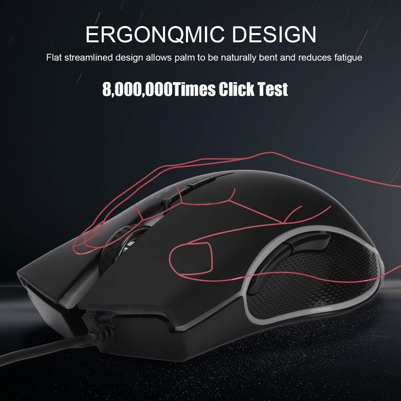 Gaming-Maus, Tragbare Ergonomische Kabelgebundene Maus mit USB-Kabel, 4 Farben Hintergrundbeleuchtung
