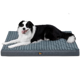 SOFTMATE Large Dog Bed for Dogs up to 65 lbs with Orthopedic Foam Waterproof Cover Removable and Washable Cover Fluffy Dog Crate Bed with Non-Slip Bottom