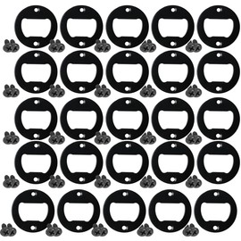 50 Set Black Bottle Opener Insert,Stainless Steel Round DIY Bottle Opener Hardware Kit Hardware Parts Supply with Screws