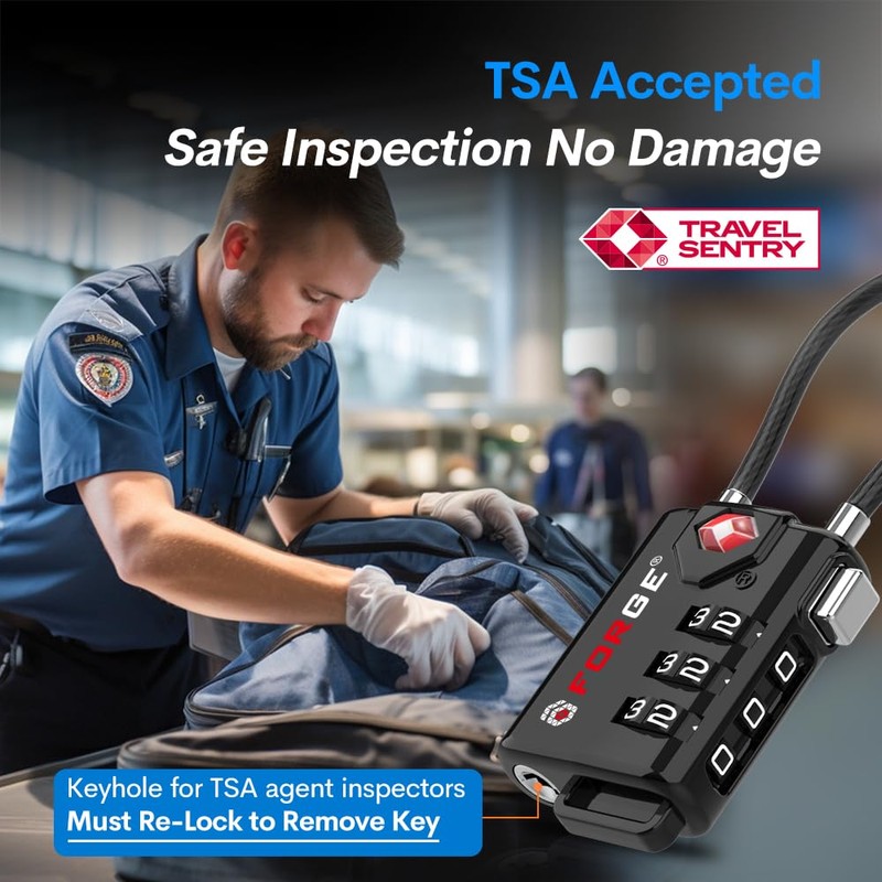 TSA Approved Cable Luggage Locks, 6 Pack, Easy Read Dials