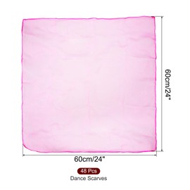 PATIKIL Dance Scarves, 48 Pcs Square Juggling Scarves 24 by 24 Inches Music Movement Scarves Performance Props Accessories for Playing Magic Juggling, Fluorescent Pink
